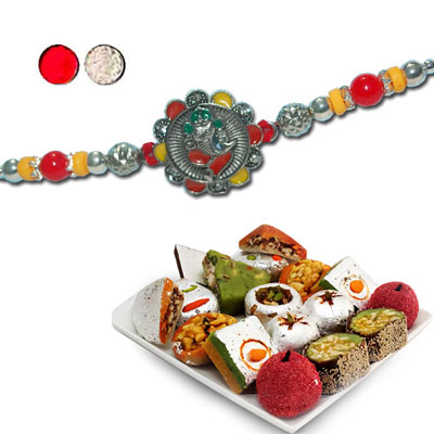 "Rakhi - ZR-5540 A (Single Rakhi), 500gms of Kaju Assorted Sweets - Click here to View more details about this Product